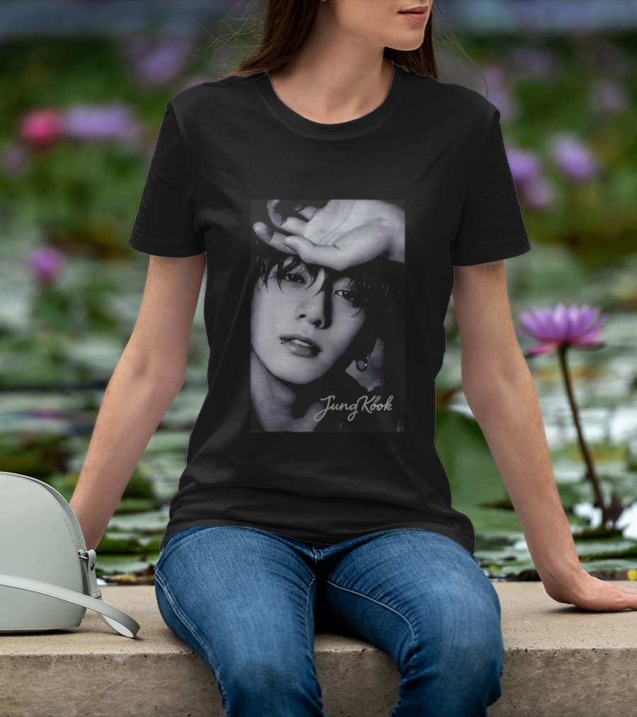 Jungkook BTS Iconic Style Black And White T-Shirt