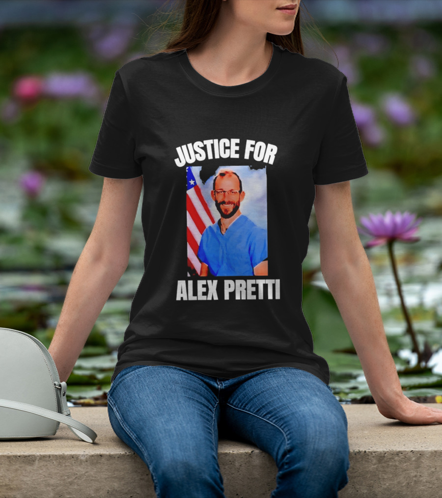 Justice For Alex Pretti American Flag T-Shirt
