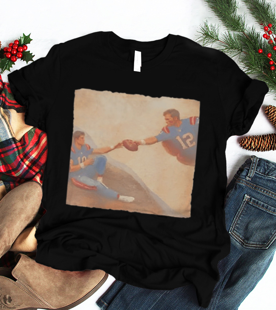 The Creation Of Tom Brady Passing Football To Drake Maye T-Shirt