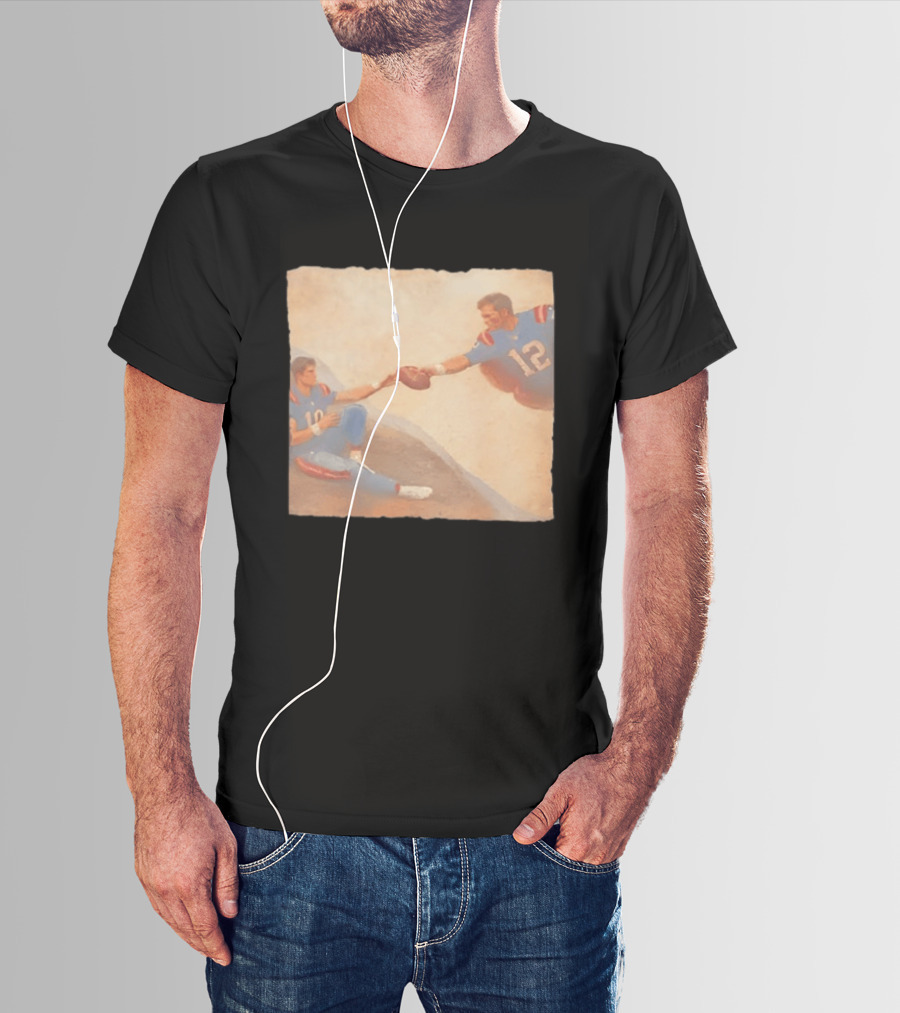 The Creation Of Tom Brady Passing Football To Drake Maye T-Shirt