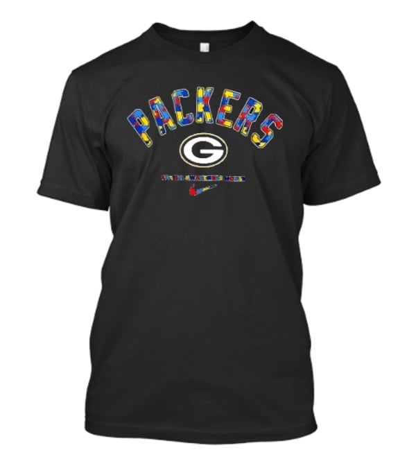 Green Bay Packers Autism Awareness Month Puzzle T-Shirt