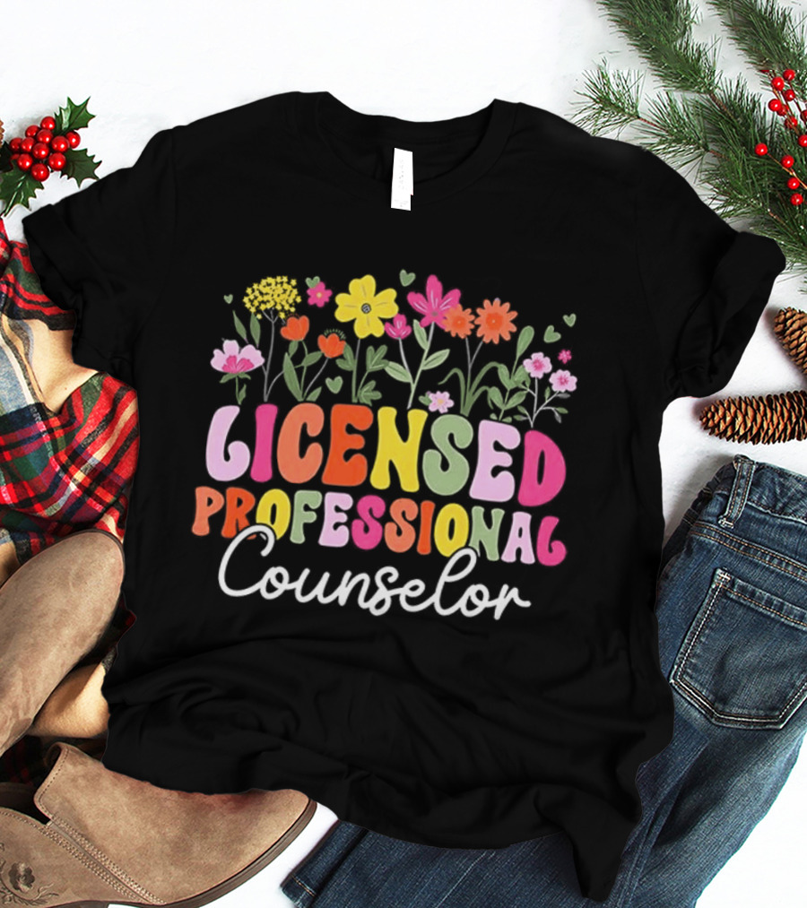Licensed Professional Counselor Colorful Floral T-Shirt