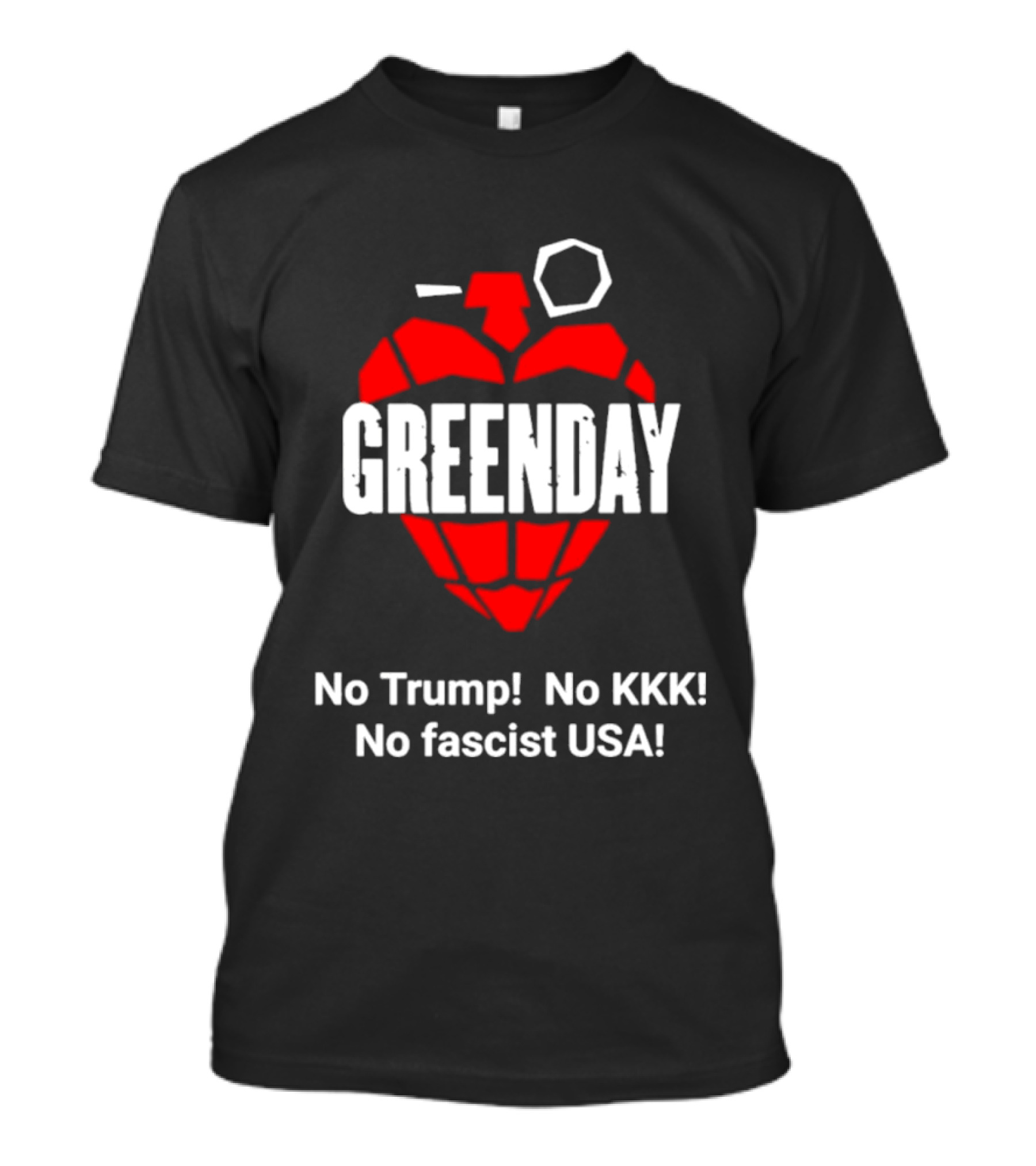 Green Day No Trump No KKK No Fascist USA Grenade Heart T-Shirt