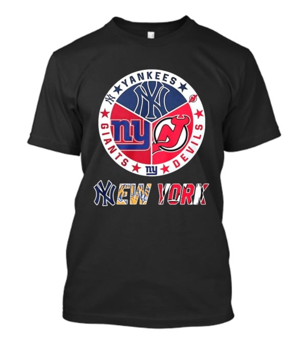 New York Yankees Giants New Jersey Devils Team Mashup T-Shirt