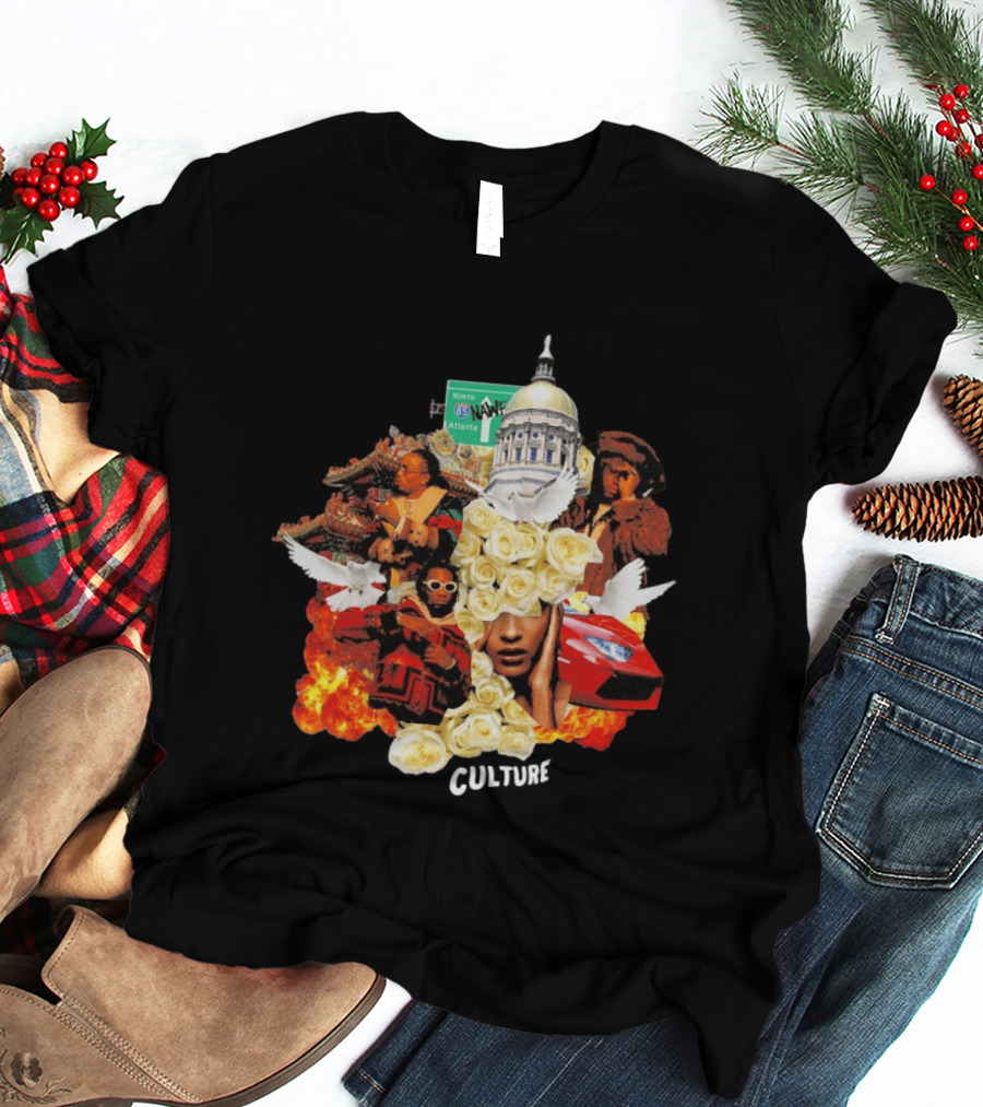 Bravado Migos Culture Album Cover Atlanta Capitol Roses Collage T-Shirt