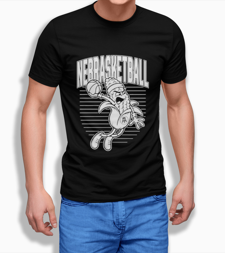 Corn Basketball Playful Cartoon Mascot Dunking T-Shirt
