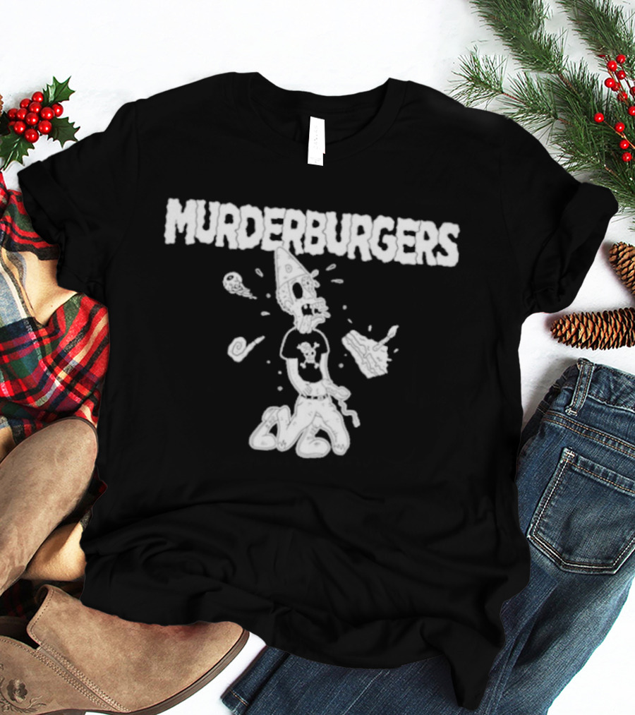 The Murderburgers Pizza Skull Character Celebrating 35 Years T-Shirt