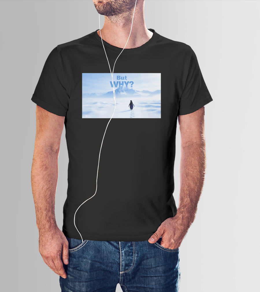 Nihilist Penguin But Why Snowy Mountains And Footprints T-Shirt