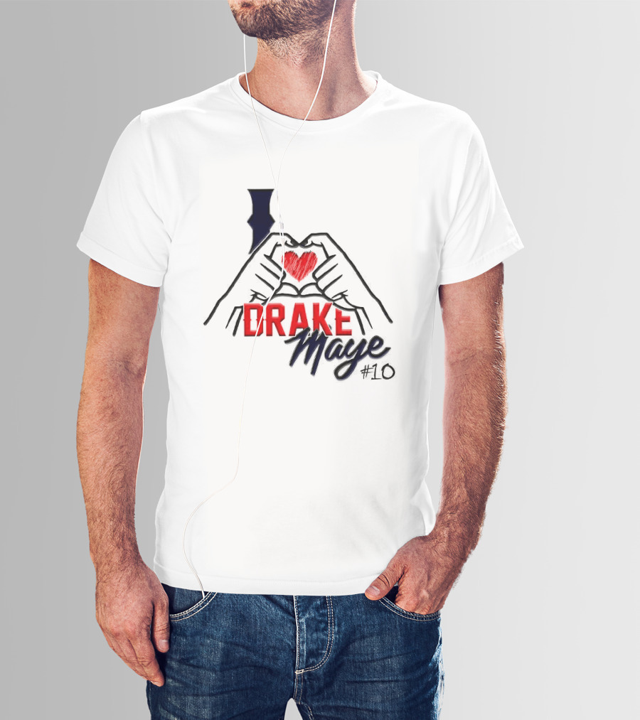 I Love Drake Maye #10 Heart Hands New England Patriots T-Shirt