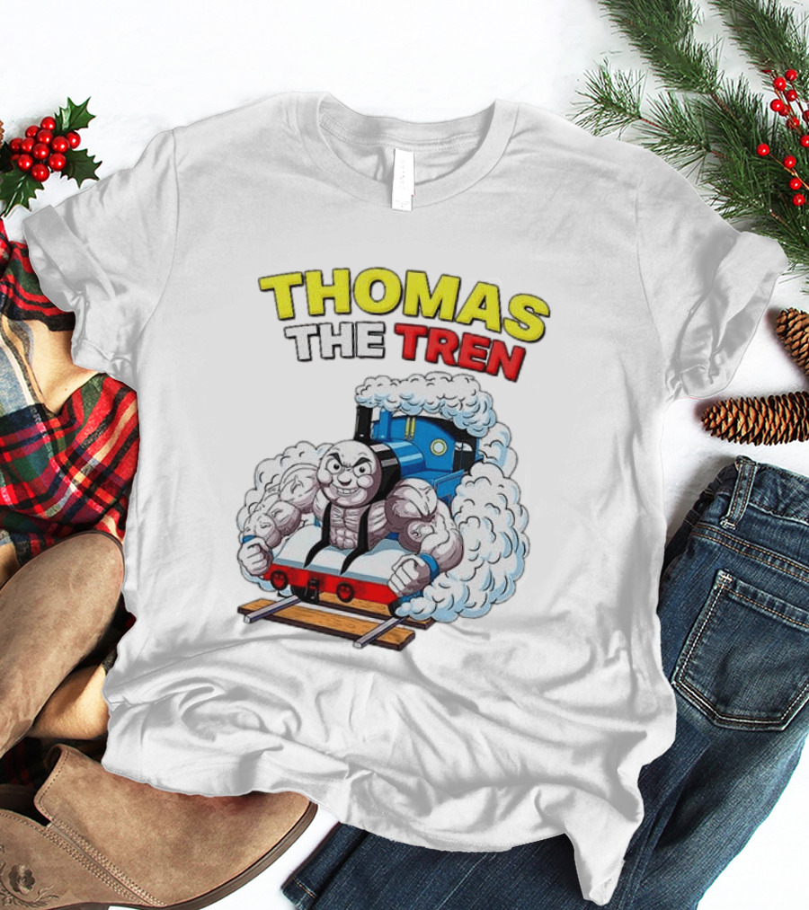 THOMAS THE TREN Cartoon Muscular Engine Puffing Steam T-Shirt