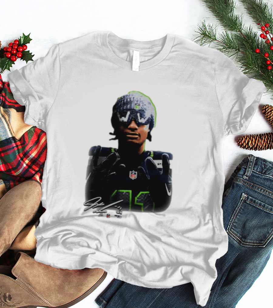 Jaxon Smith Njigba Seattle Seahawks Beanie Bling WW Sunglasses NFL Player Signature T-Shirt