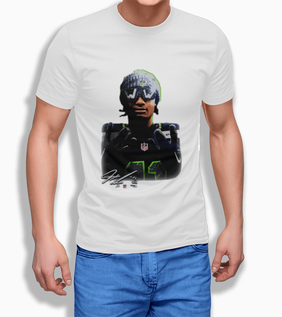 Jaxon Smith Njigba Seattle Seahawks Beanie Bling WW Sunglasses NFL Player Signature T-Shirt