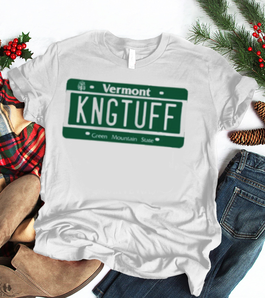 Vermont Kngtuff Green Mountain State License Plate T-Shirt