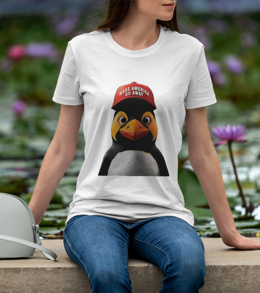 Make America Go Away Red Hat Penguin Iconic Humor T-Shirt