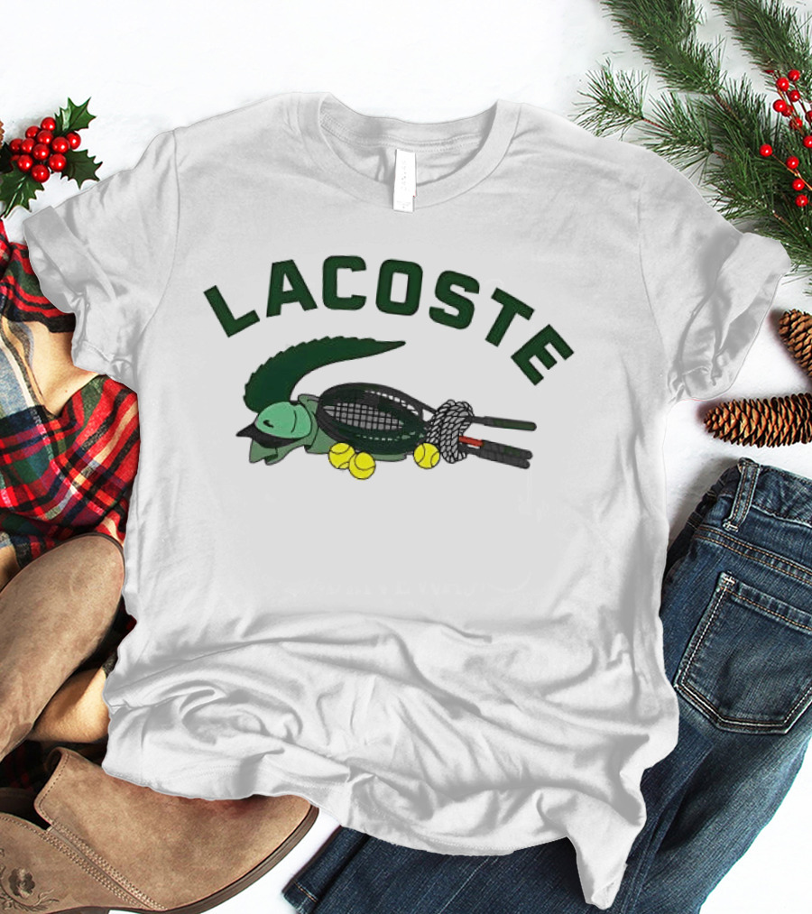 Lacoste Crocodile Tennis Theme With Tennis Balls T-Shirt