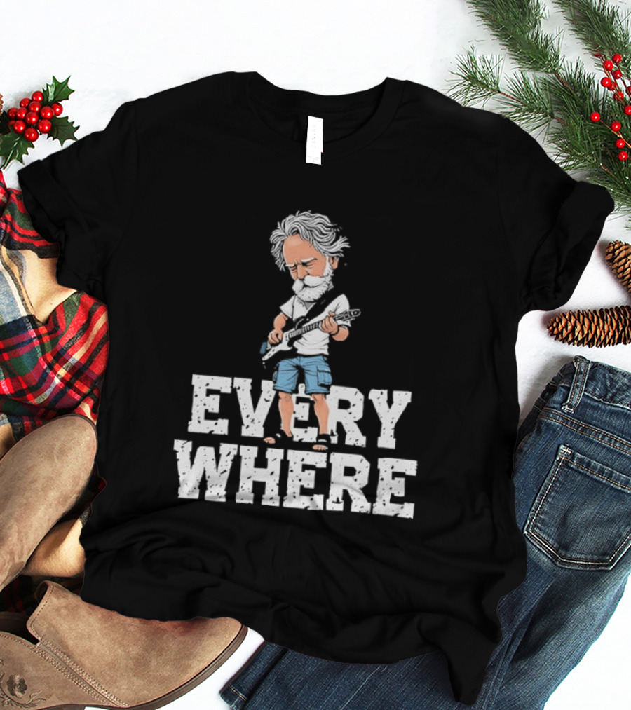 Bob Weir Grateful Dead Everywhere Character With Guitar T-Shirt