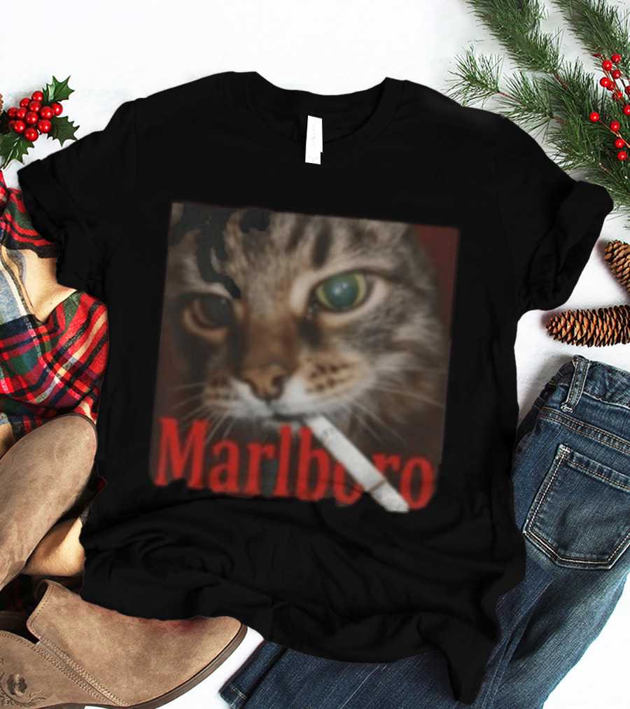 Marlboro Cat Smoking Image T-Shirt