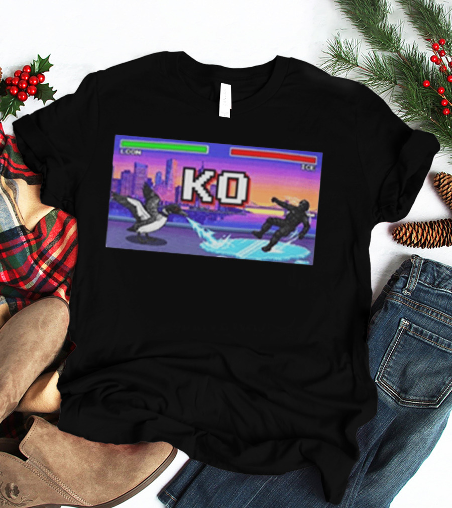 Common Loon Vs ICE KO Minnesota Skyline Anti ICE T-Shirt