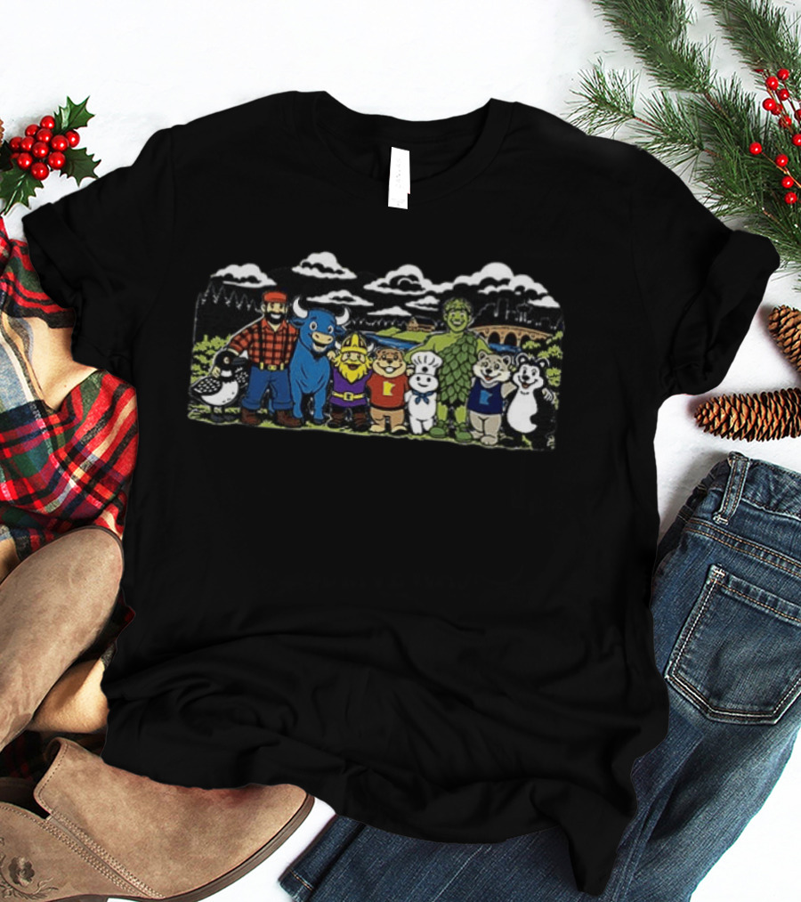 Paul Bunyan And Blue Ox Babe Minnesota Characters With Vikings Gnome T-Shirt