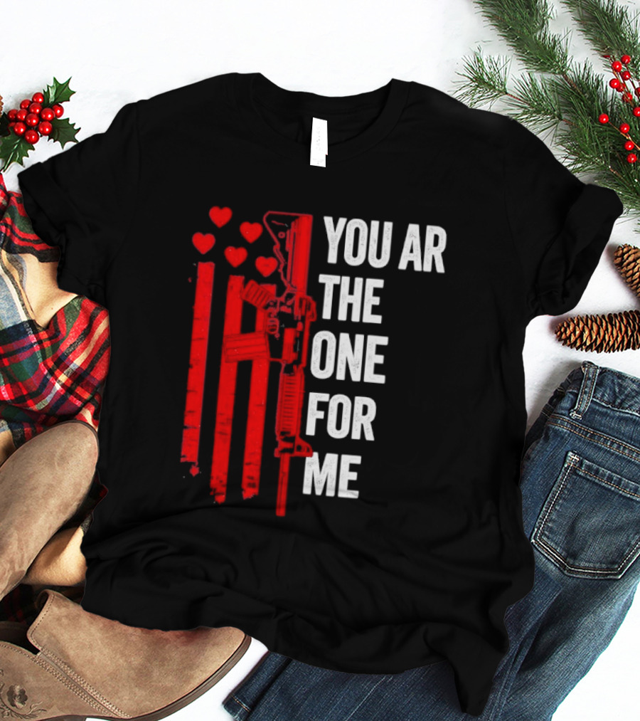 You Ar The One For Me Red Hearts Flag Visual T-Shirt