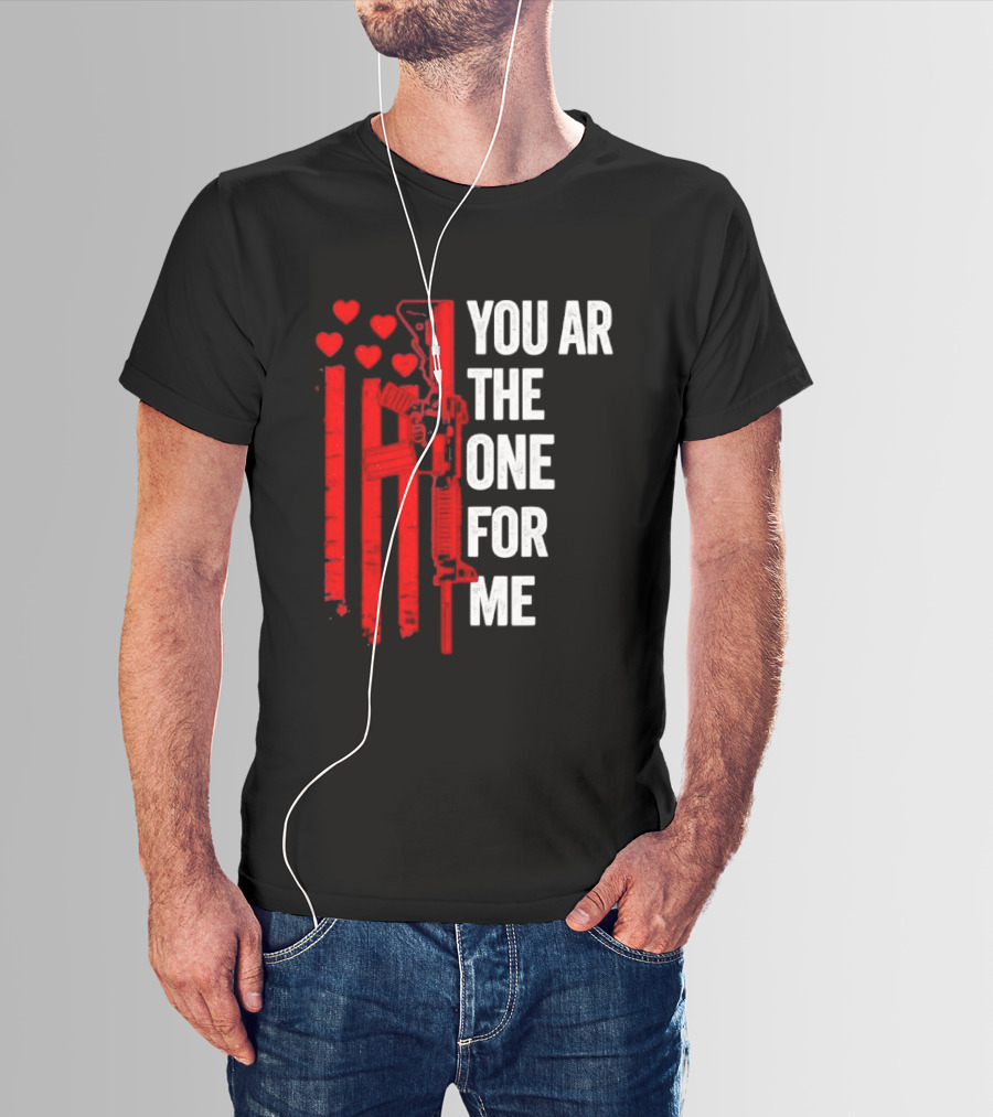 You Ar The One For Me Red Hearts Flag Visual T-Shirt