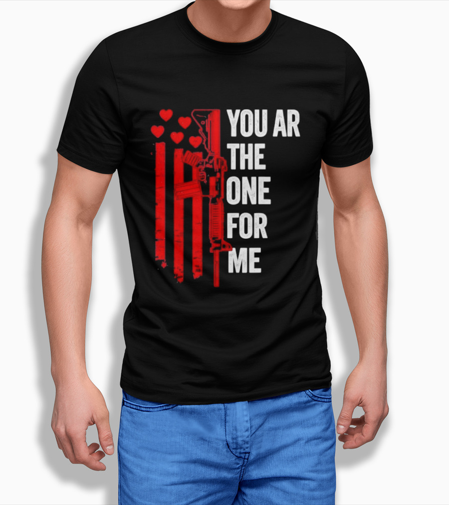 You Ar The One For Me Red Hearts Flag Visual T-Shirt