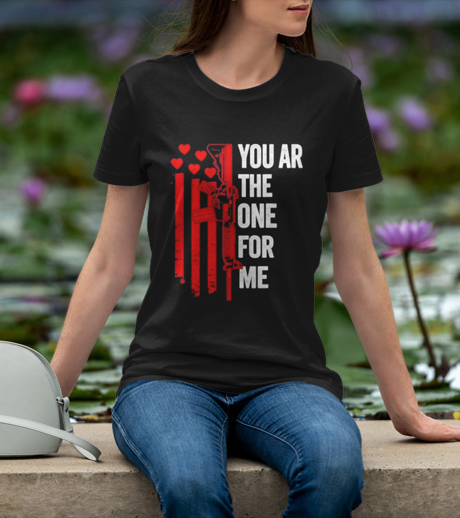 You Ar The One For Me Red Hearts Flag Visual T-Shirt