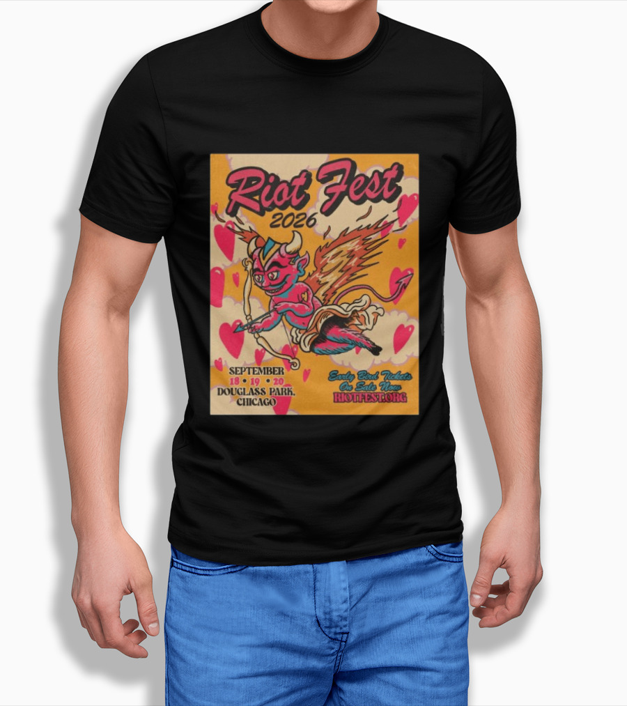 Riot Fest 2026 Douglass Park Chicago Sep 18 19 20 Devil Heart Wings T-Shirt