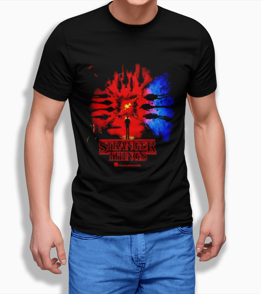 Stranger Things Music From The Netflix Red Blue Monster Burst T-Shirt