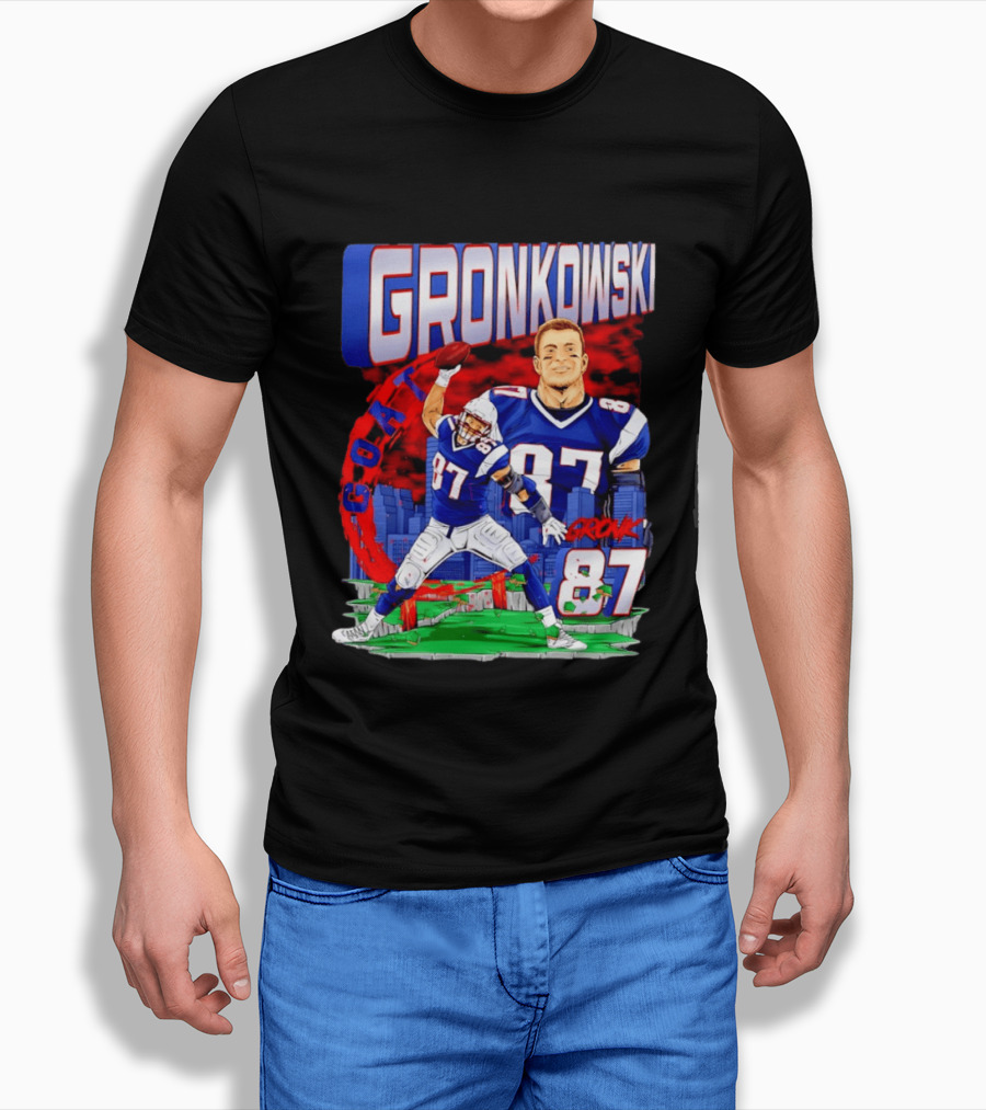 Gronkowski Goat 87 Football Player Tight End Action T-Shirt