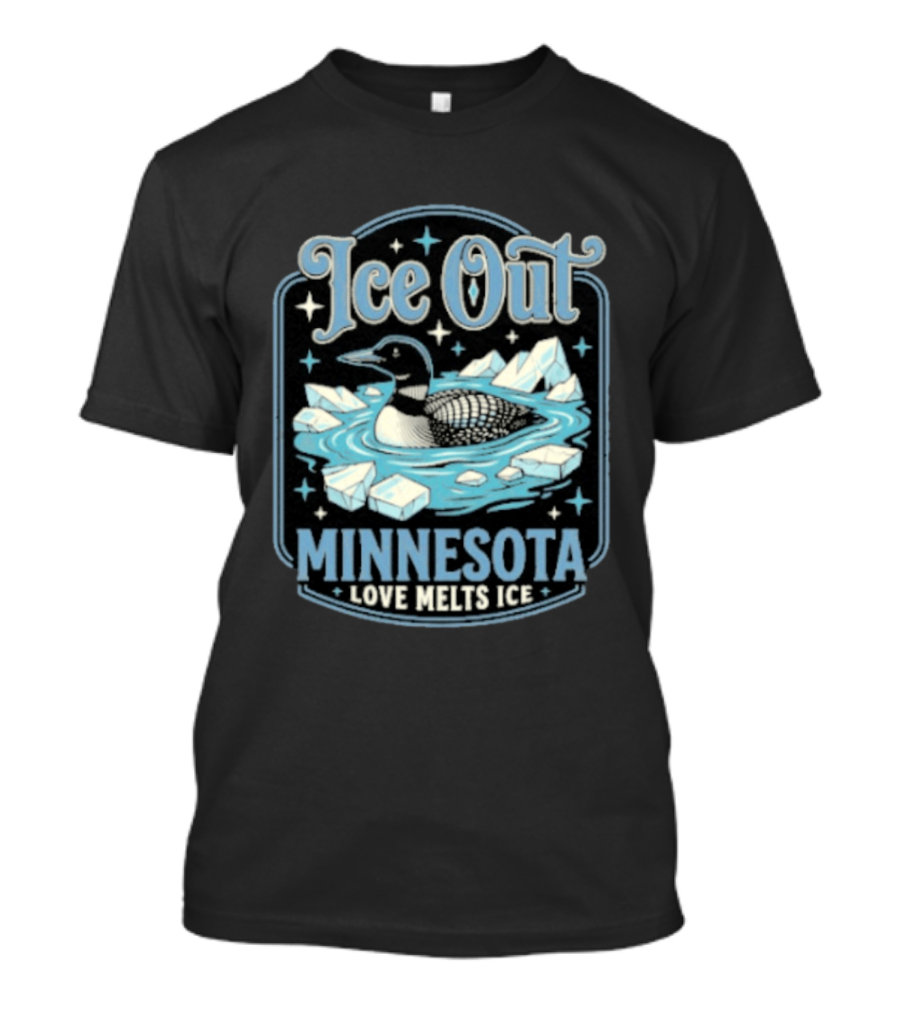 Loon Ice Out Minnesota Love Melts ICE Lake Water Bird T-Shirt