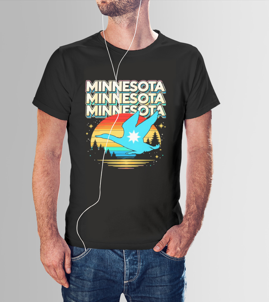 MINNESOTA Resistance 2026 Goose Sunset Forest Scene T-Shirt