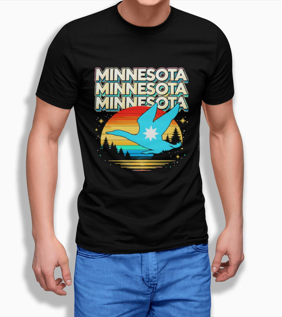 MINNESOTA Resistance 2026 Goose Sunset Forest Scene T-Shirt