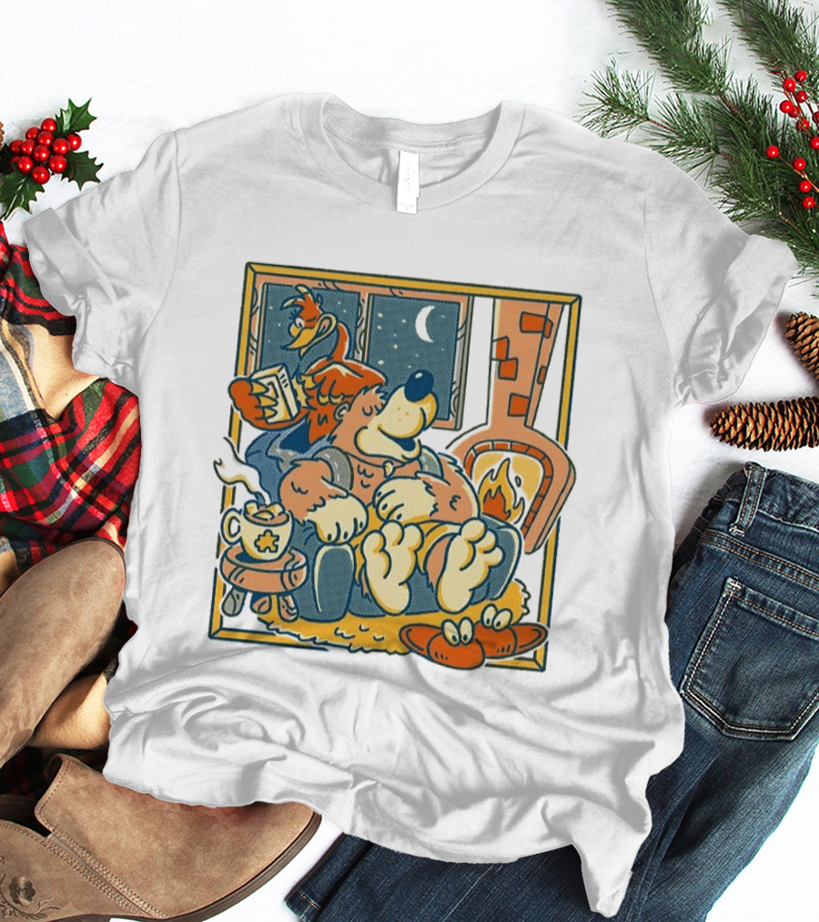 Banjo And Kazooie Cozy Fireplace Retro Gaming Night Moon🌛 T-Shirt