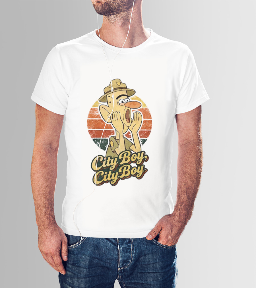 City Boy City Boy Gravity Falls Meme Retro Vintage Cartoon T-Shirt
