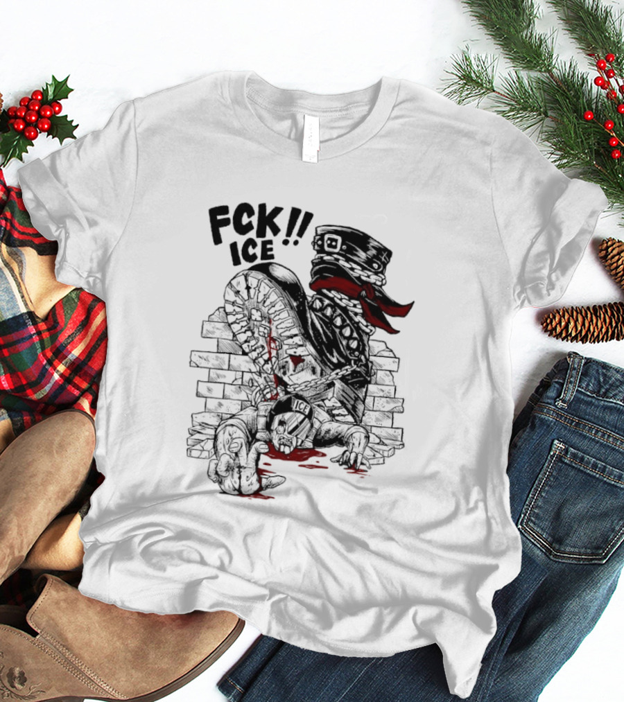 Fck ICE Text With Ice Boot And Bricks T-Shirt