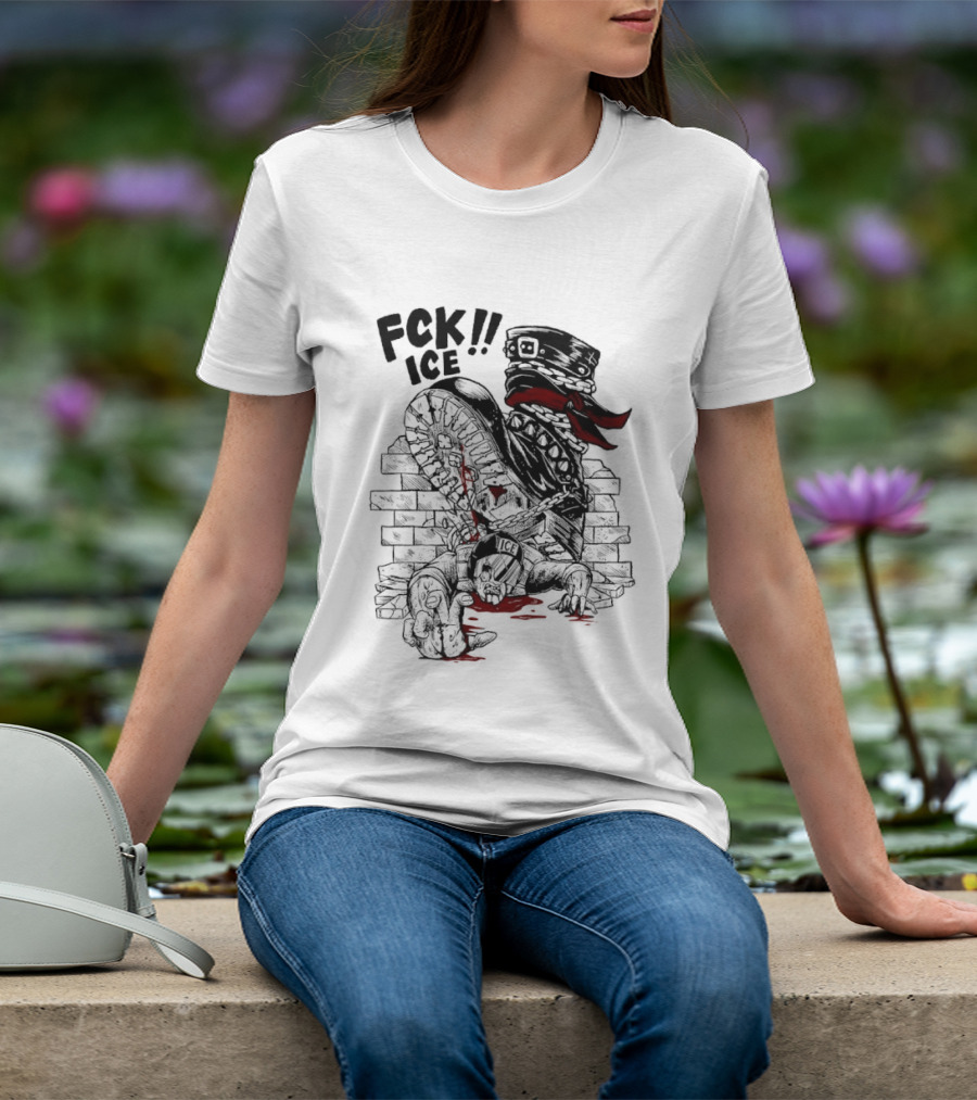 Fck ICE Text With Ice Boot And Bricks T-Shirt