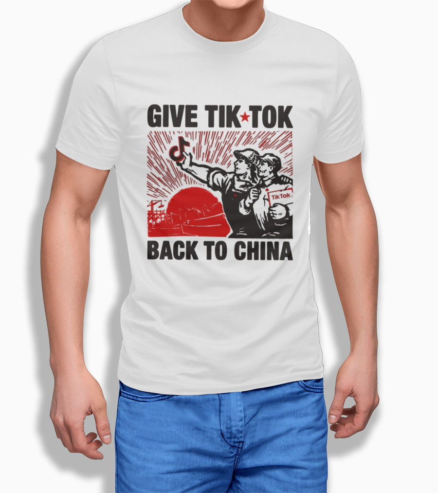 Give TikTok Back To China Red Sunburst Worker T-Shirt