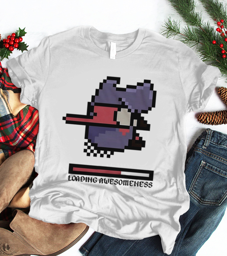 Loading Awesomeness Retro Pixel Character With Progress Bar T-Shirt