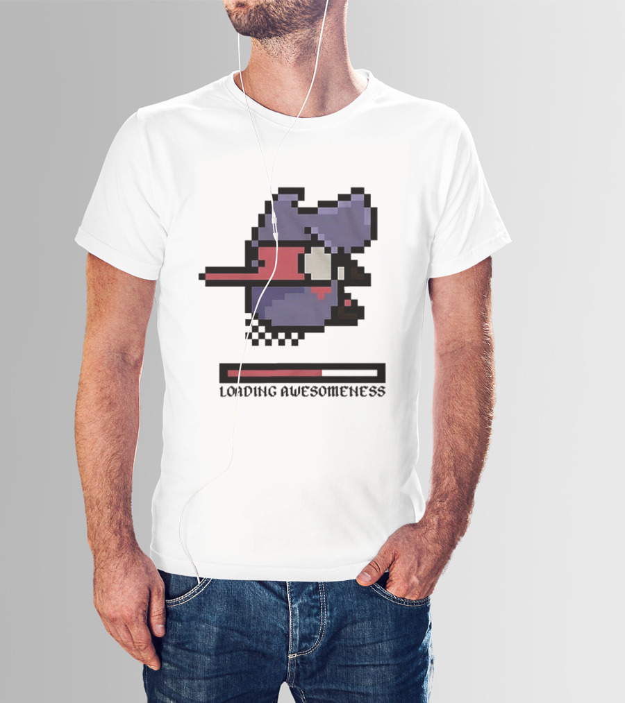Loading Awesomeness Retro Pixel Character With Progress Bar T-Shirt