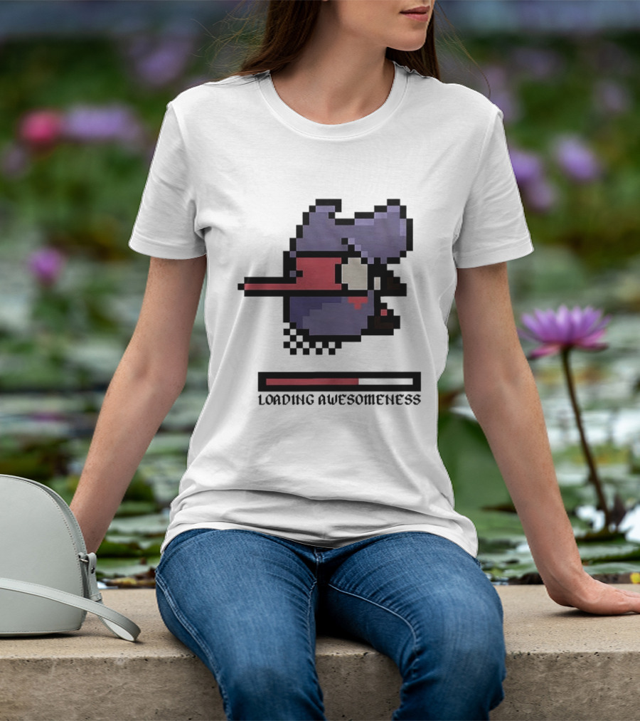 Loading Awesomeness Retro Pixel Character With Progress Bar T-Shirt