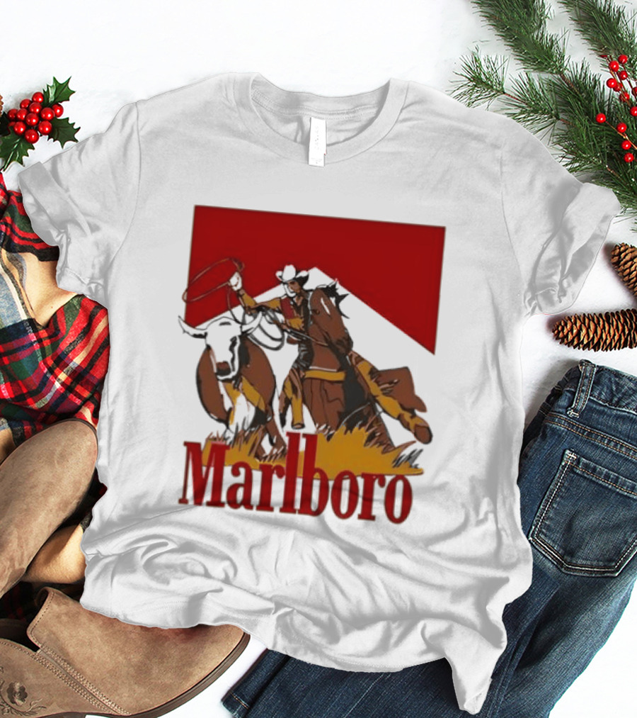 Marlboro Cowboy With Lasso Riding Horse Rugged Outdoors Adventure T-Shirt
