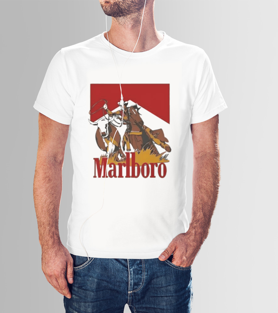 Marlboro Cowboy With Lasso Riding Horse Rugged Outdoors Adventure T-Shirt