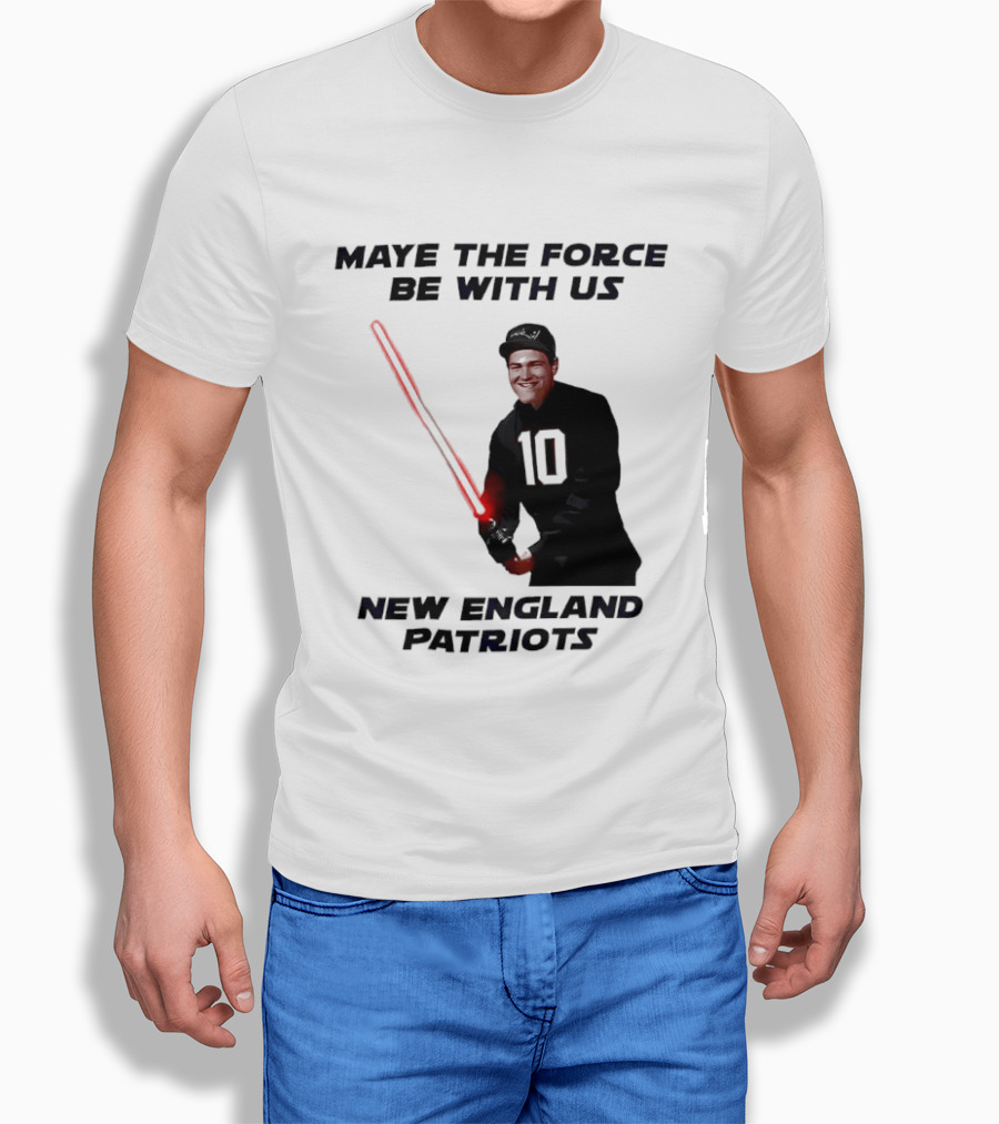 Maye The Force Be With Us New England Patriots Football Crossover Lightsaber T-Shirt