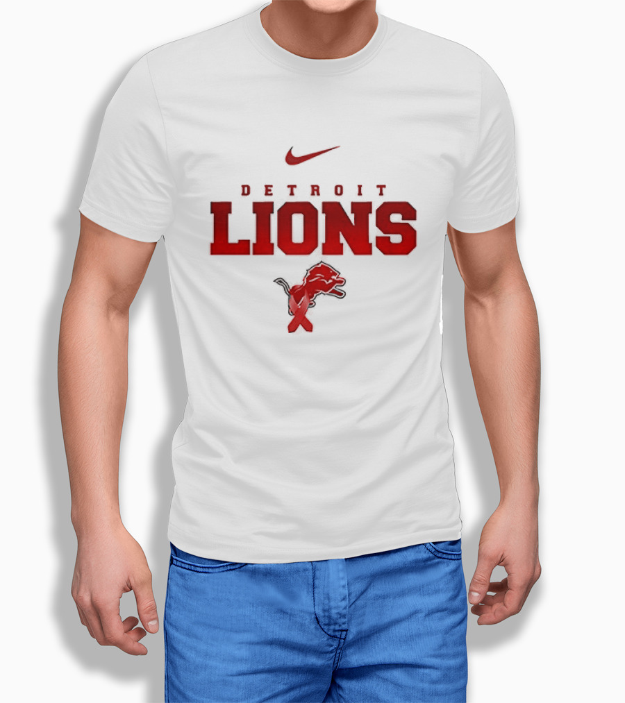 Nike Detroit Lions Red February We Wear Red American Heart Month T-Shirt