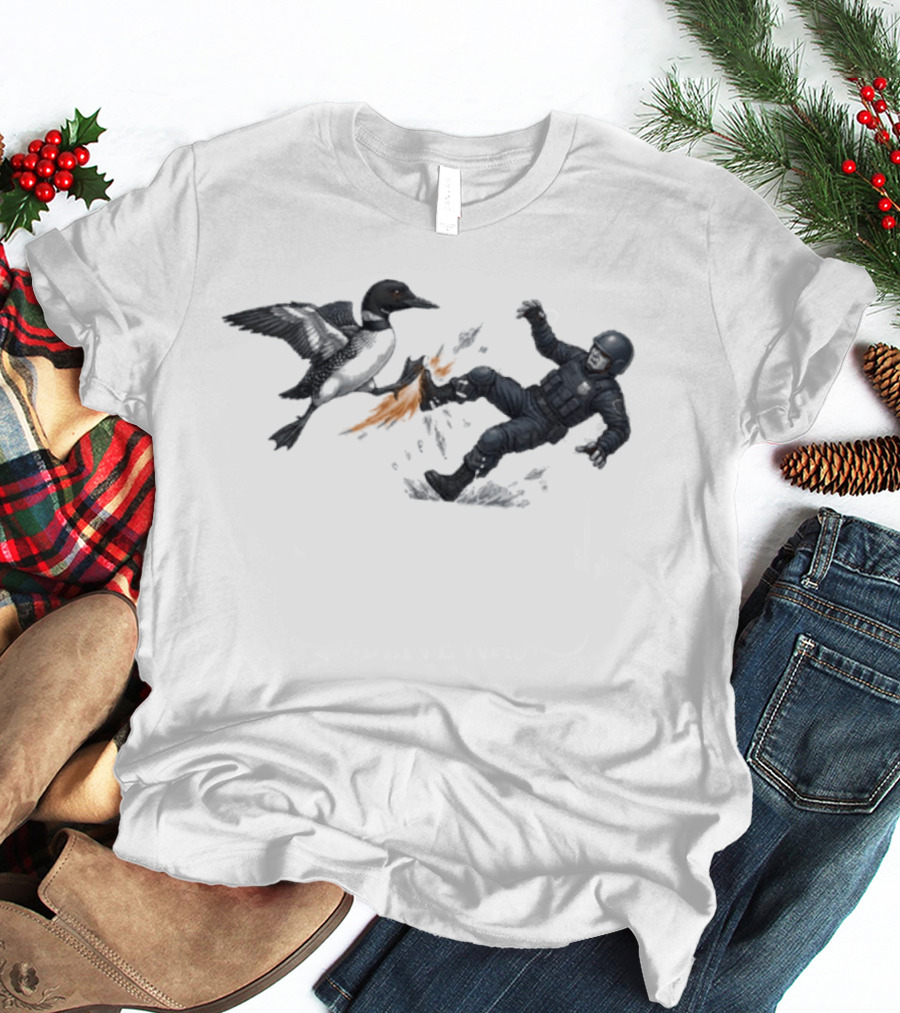 Minnesota Loon Vs ICE Wild Encounter Action Scene T-Shirt