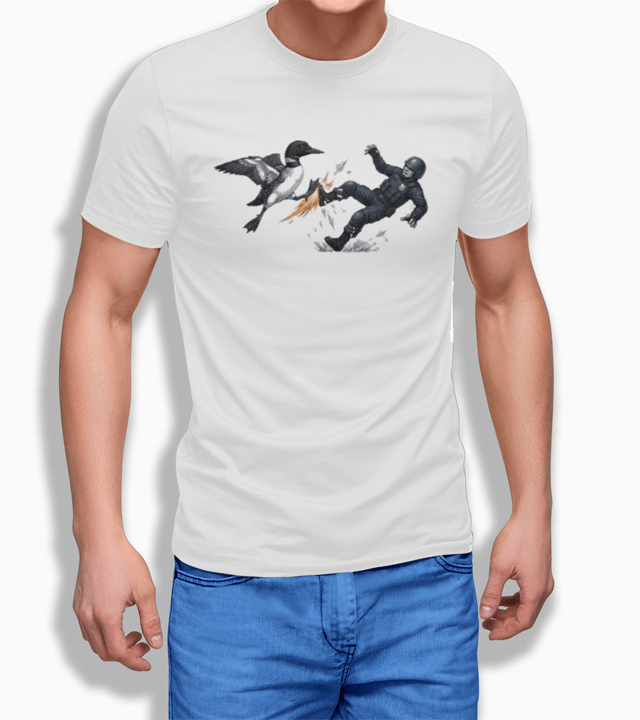 Minnesota Loon Vs ICE Wild Encounter Action Scene T-Shirt