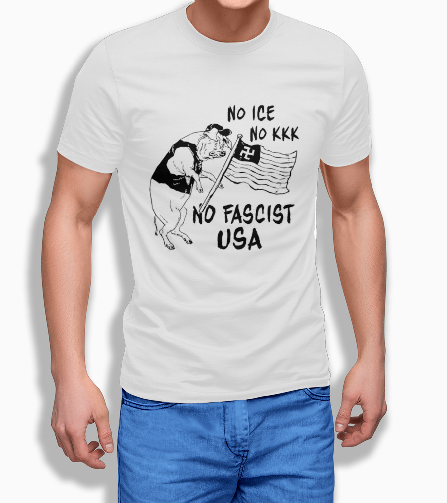 No Ice No KKK No Fascist USA Pig With Flag T-Shirt