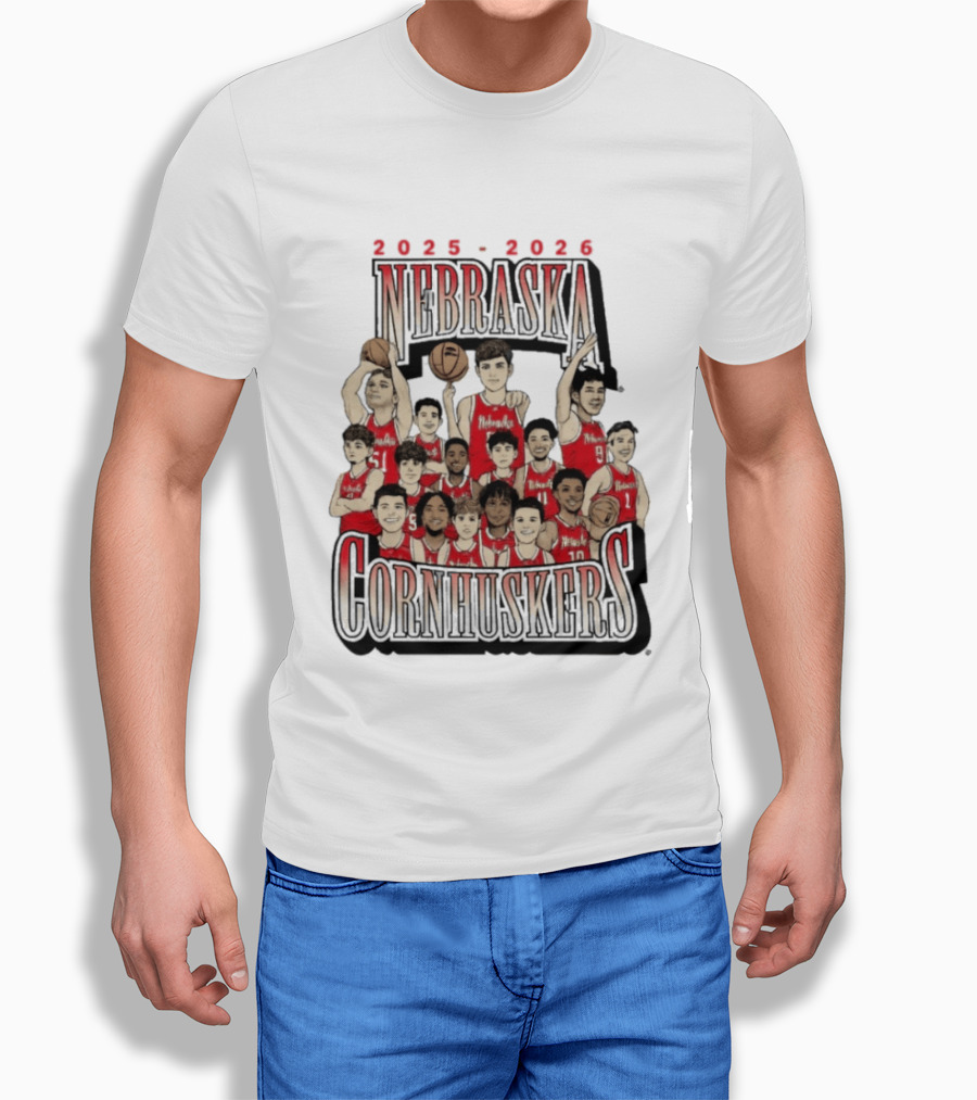 2025 2026 Nebraska Cornhuskers Men's Basketball Team T-Shirt