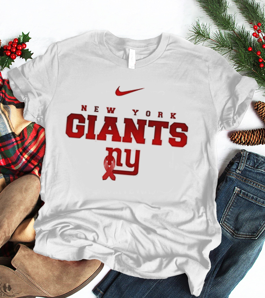New York Giants Red February American Heart Month Nike Collaboration T-Shirt